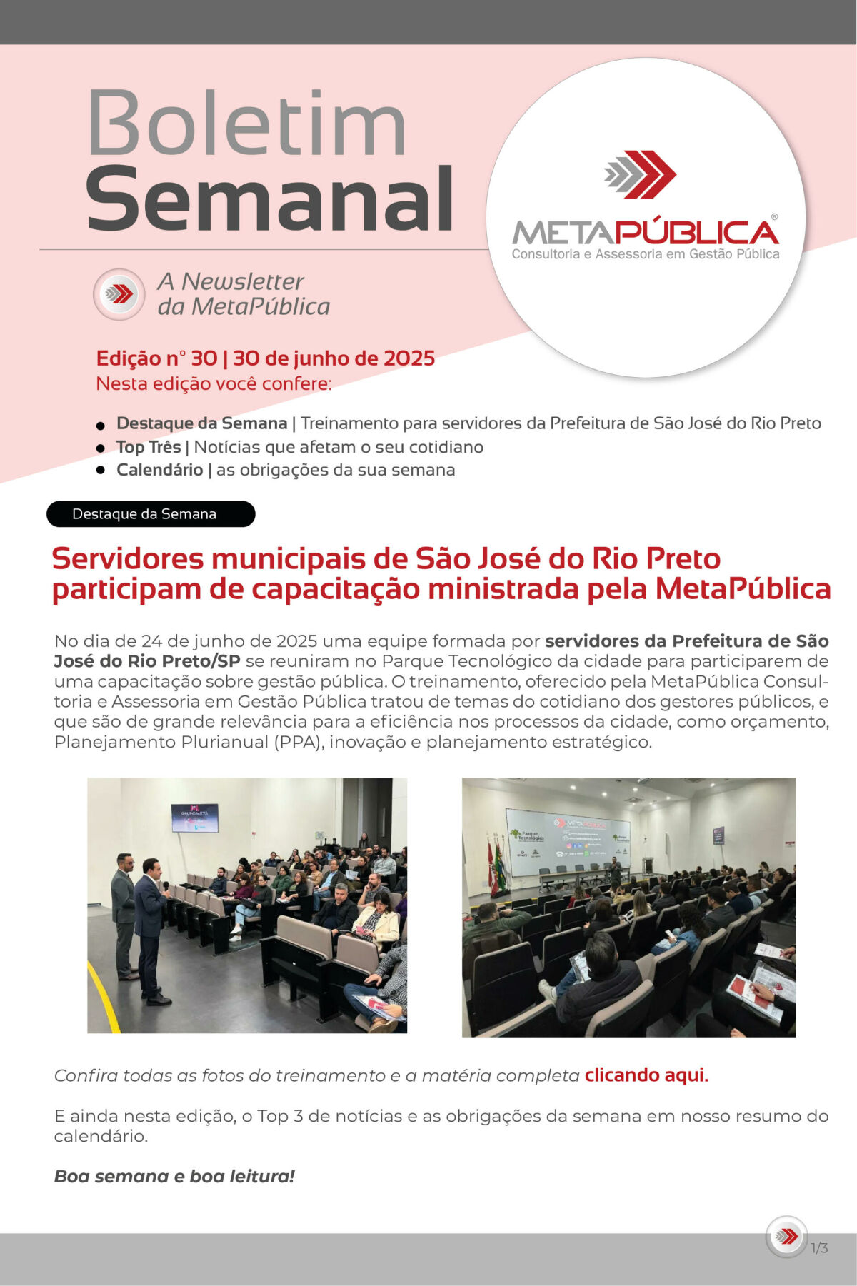 Imagem principal de BOLETIM SEMANAL Nº 30 - 30 DE JUNHO DE 2025